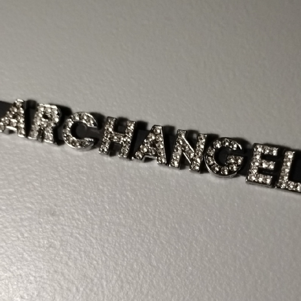 ARCHANGEL Clear Crystal Silver-Tone Logo Bracelet - Picture 8 of 9
